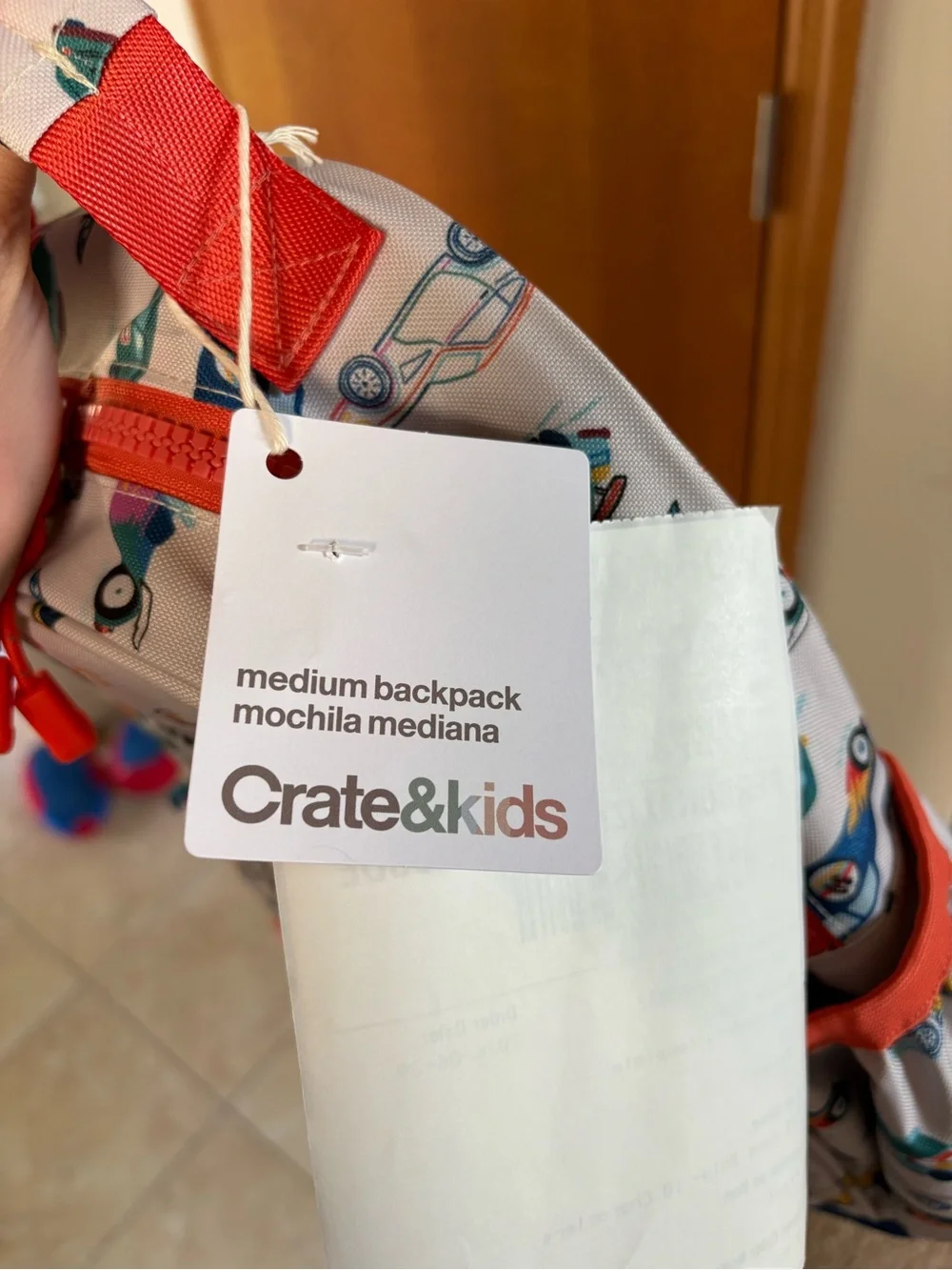 Crate&Barrel Kids Backpack with Multicolor Car Print